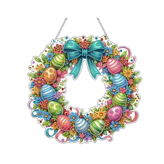 Cheapark Easter Window Door Wreath Diamond Painting Set Double Sided Decorative Pictures For Home Hanging Use