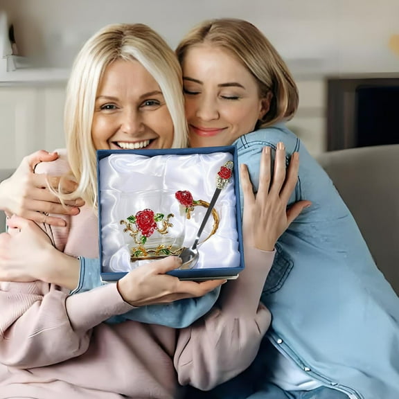 Cheapark Enamel Color Water Cup Coffee Cup Household Crystal Heat Resistive Glass Flower Tea Gift Cup