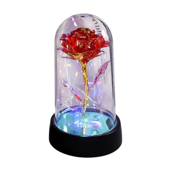 Cheapark Eternal Light-Up Rose in Glass Dome - Preserved Flower Gift for Women Mom, Long-Lasting Beauty for Valentine's Day Birthday, Romantic Rose Gift for Her