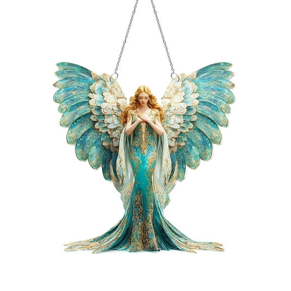 Cheapark Exquisite Blue Gold Hanging Ornament, Intricate Detailed Figurine, Spiritual Keepsake Design For Home Decor, Thoughtful Christmas Holiday Gift