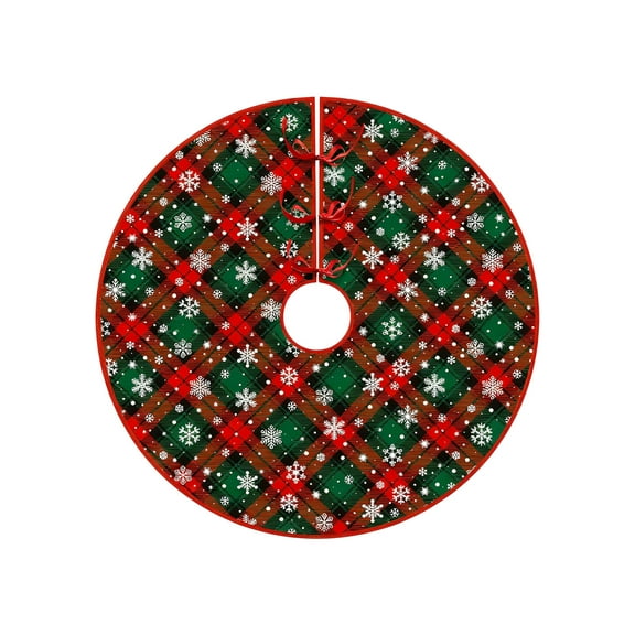 Cheapark Exquisite Printed Christmas Tree Skirt - Soft Polyester Personalized Snowflake Reindeer Style, Elegant Holiday Decoration for Christmas Home Party