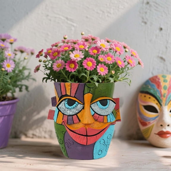 Cheapark Face Shaped Planter Abstract Art Flower Pot Unique Facial Design for Indoor Green Plant Modern Home Creative Decor