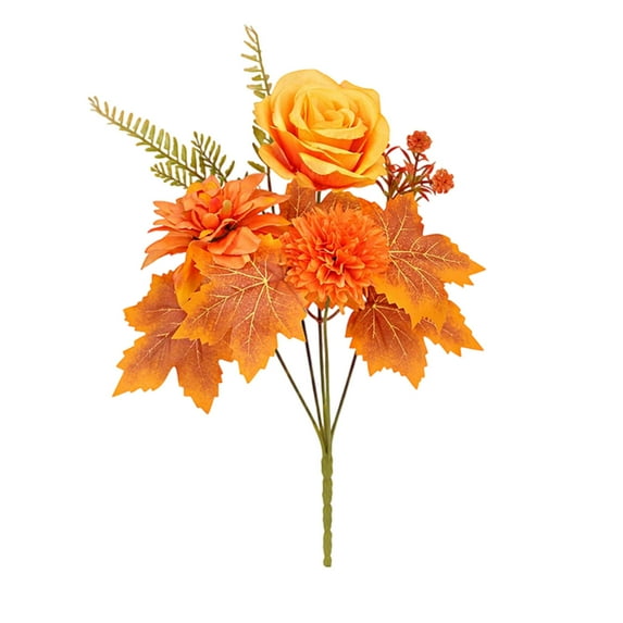 Cheapark Fall Color Artificial Flower Bouquet - Maple Leaf Pumpkin Wreath for Thanksgiving Halloween Wholesale Home Decor