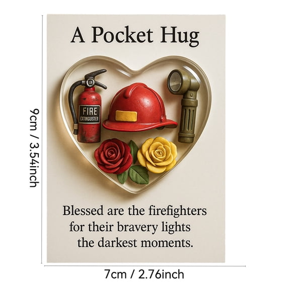 Cheapark Fire Theme Heart Pocket Gift Card Holder Decoration for Firefighter Appreciation Gift and Emergency Service Party F avors