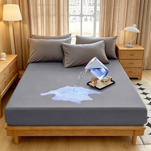 Cheapark Fitted Sheet Waterproof Full Wrap Bed Protector 62.992x78.74x11.811 Inch Oil Resistant Leak Proof Mattress Cover for Bedroom Guest Room Daily Stain Proof Bedding Supply Gift