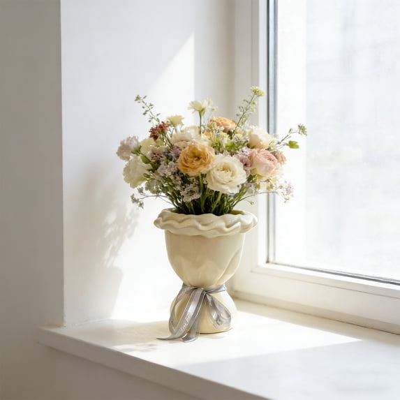 Cheapark Floral Ceramic Vase Bouquet Shape Design Indoor Home Living ...