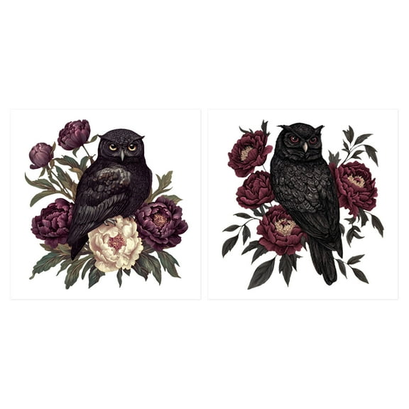 Cheapark Floral Owl Bird Window Cling Peony Pattern Static Sticker For Bedroom Living Room Home Glass Window Decor Pet Lover Supply