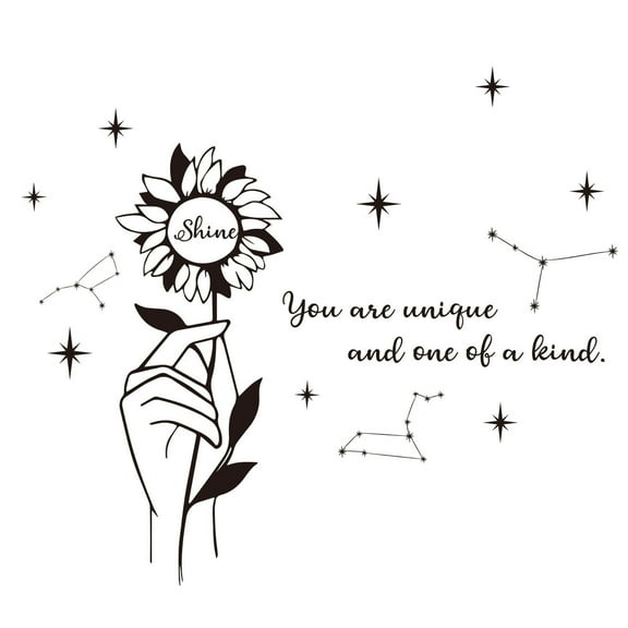 Cheapark Flower Slogan Star Pattern Wall Stickers Self Adhesive Decal For Room Background Wall And Home Interior Decor
