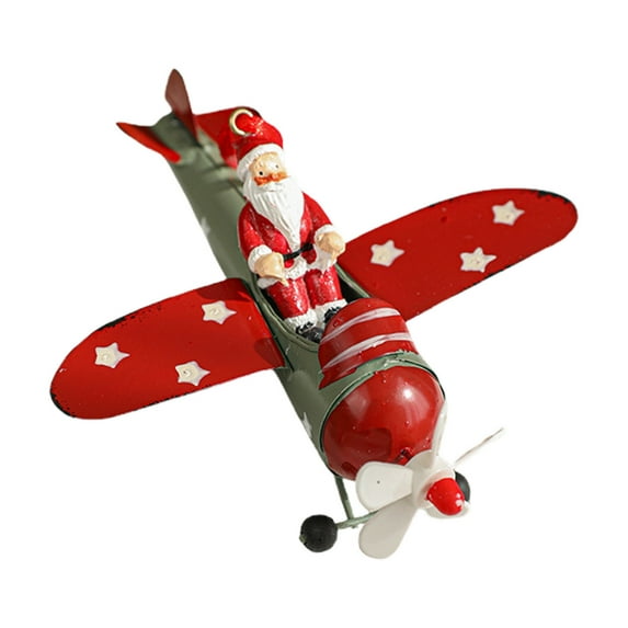 Cheapark Flying Aircraft Christmas Hanging Pendant Outdoor Holiday Decor for Tree and Garden Santa Claus Theme Wind-Resistant Decoration with LED Lights