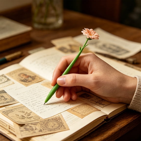 Cheapark Gel Writing Pen Sunflower Floral Decor Notebook Marker for Daily Office Craft Tabletop Journal Unique Fun Lightweight Smooth Writing Stationery Supply Gift