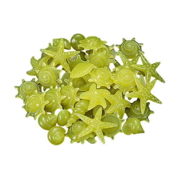 Cheapark Gift 1.2 Inch Glow In The Dark Shell Conch Stones Set, Fluorescent Animal Shape Aquarium Decor Ornament, 50 Pieces Luminous Shell Stones For Fish Tank Decor