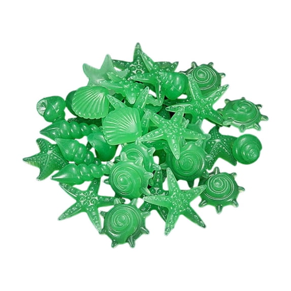 Cheapark Gift 1.2 Inch Glow In The Dark Shell Conch Stones Set, Fluorescent Animal Shape Aquarium Decor Ornament, 50 Pieces Luminous Shell Stones For Fish Tank Decor