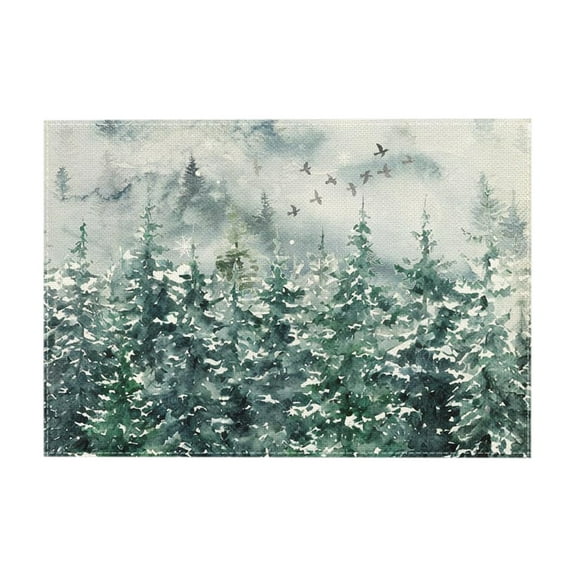 Cheapark Gift 12x18 Inch Winter Christmas Tree Placemats - Holiday Table Decor, Perfect for Party, Kitchen & Dining Room