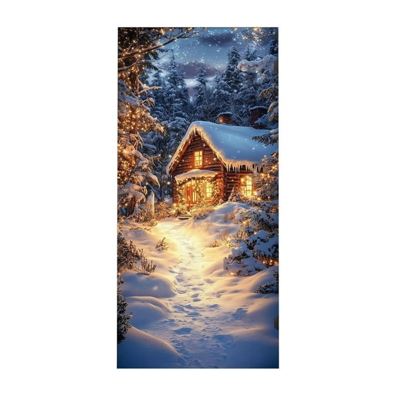 Cheapark Gift 35.4 x 70.8 In Christmas Gingerbread House Door Cover - Festive Curtain for Door, Wall & Christmas Party Decoration