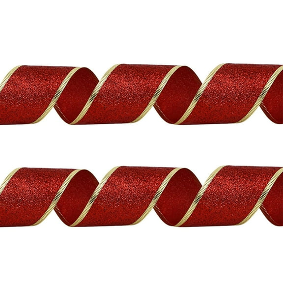 Cheapark Gift 6.6FT Gold Christmas Ribbon - Vermicelli & Satin Blend, Perfect for Tree Wrapping & Holiday Decor