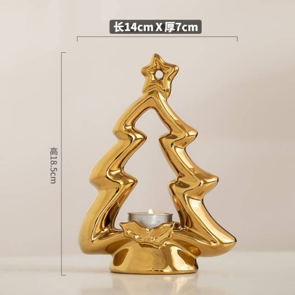 Cheapark Gift Ceramic Christmas Tree Candlestick Holder - Festive Candle Stand, Elegant Decor for Dining Table & Mantel