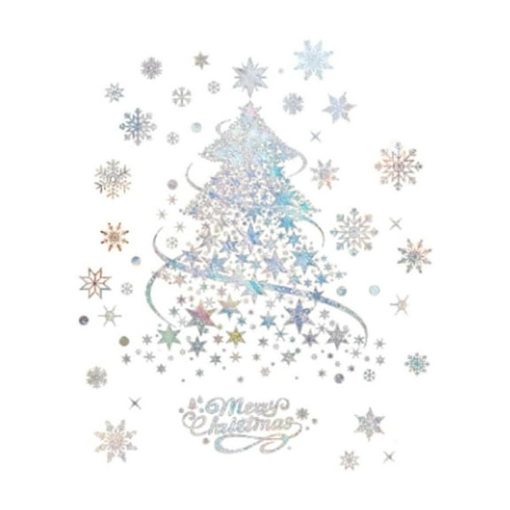 Cheapark Gift Christmas Stickers, Gold Snowflake Cling Decals, 3D Effect, Reusable Design, Window & Glass Decor For Christmas Storefronts