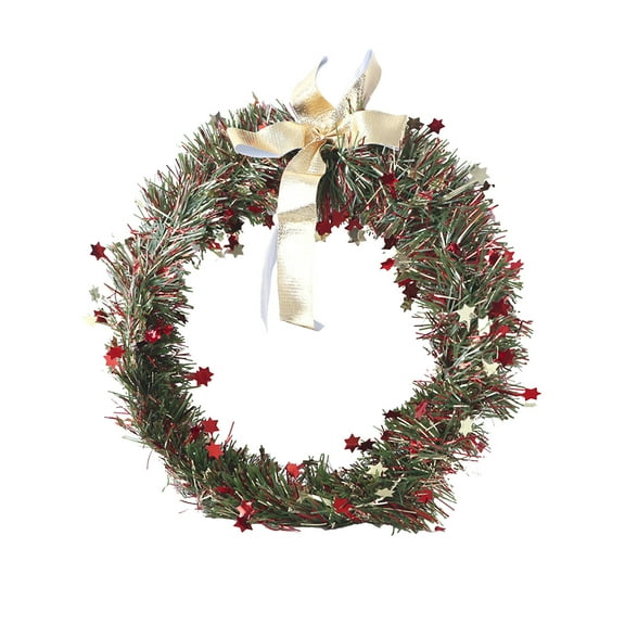 Cheapark Gift Christmas Wreaths With Rattan Ribbons, Artificial Rattan Material, Flocked Finish, Indoor Outdoor Fireplace, Door & Wall Decor For Christmas