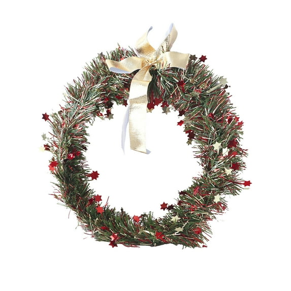 Cheapark Gift Christmas Wreaths With Rattan Ribbons, Artificial Rattan Material, Flocked Finish, Indoor Outdoor Fireplace, Door & Wall Decor For Christmas