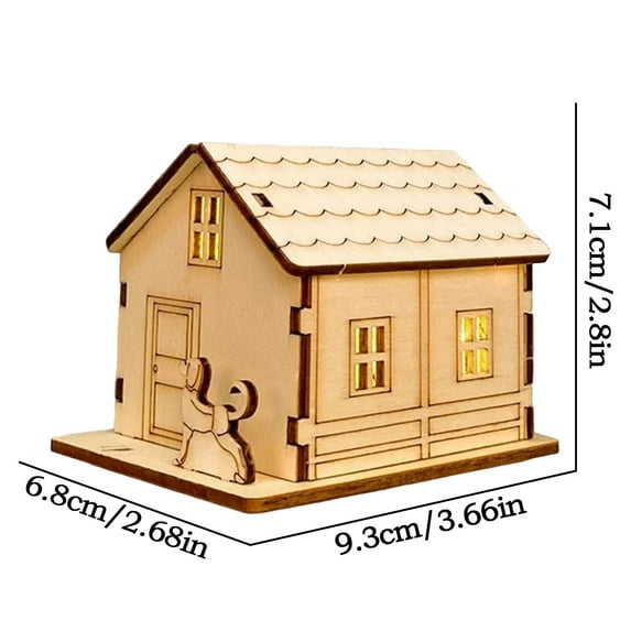 Cheapark Gift Light-Up Handmade Wooden Christmas Village Houses - Crafted Miniature Homes, Cozy Illumination for Tabletop Holiday Decor