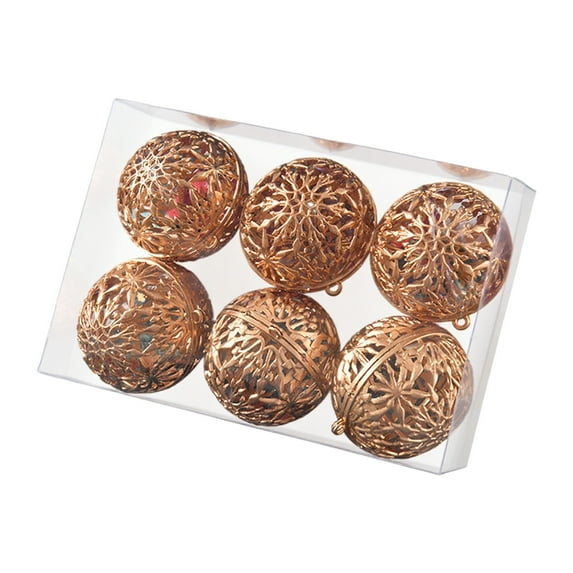 Cheapark Gold Hollowed Out Christmas Balls - Boxed Hanging Ornaments, Shiny Festive Design, Ideal for Christmas Trees & Holiday Decor Displays