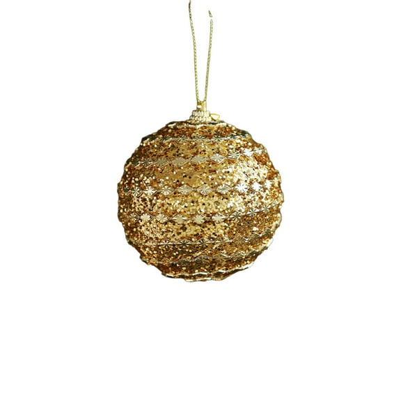 Cheapark Golden Foam Christmas Ball Pendants - Glitter Powder Irregular-Shaped Ornaments, Hanging Decor for Christmas Tree Arrangements