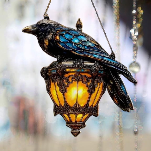 Cheapark Gothic Hanging Ornament Sun Catcher With Bat Design 2D Acrylic Window Decoration Halloween Home Decor