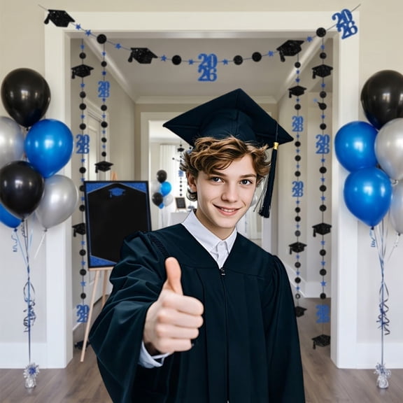 Cheapark Graduation Garland Grad Party Streamer 9.8 Ft for Party Background Cap Star Shaped Hanging Decoration Set Gift