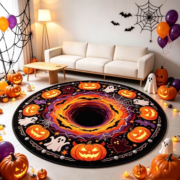 Cheapark Halloween 3D Visual Effect Floor Mat, Optical Illusion Holiday Themed Area Rug, Living Room Bedroom Entryway Decorative Carpet Gift