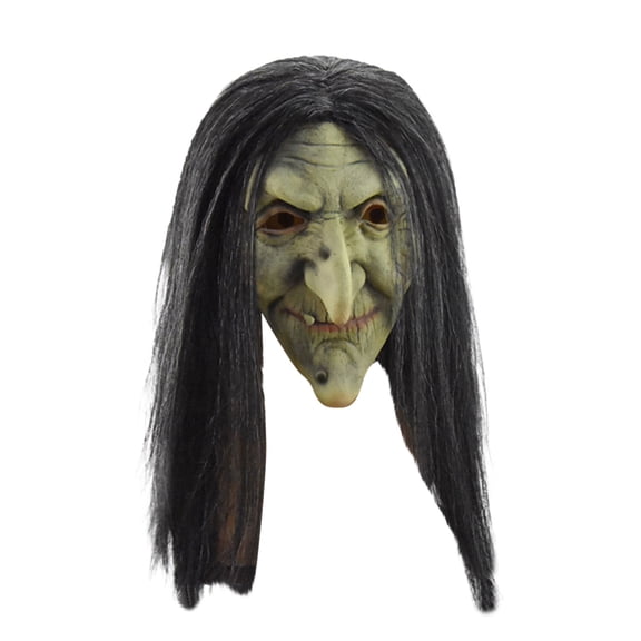 Cheapark Halloween Old Witch Horror Mask Green Complexion Ghost Face Cosplay Accessory Wall Shelf Mannequin Display Spooky Prank Prop For Fall Adult Costume Party Haunted House Scene Decor Gift
