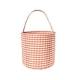 thumbnail image 1 of Cheapark Halloween Plaid Basket With Tassel - Barrel Shaped Hand Basket For Themed Scene Arrangement, Home Decor, And Festive Storage, 1 of 6