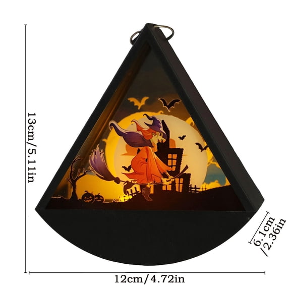 Cheapark Halloween Portable Night Light With Witch Skeleton Ghost Designs, Battery Operated Flickering LED Handheld Tabletop Lantern, Indoor Holiday Decor Lamp For Halloween Party Home Desktop Gift