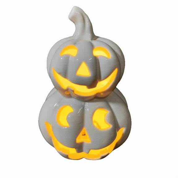 Cheapark Halloween Pumpkin Lantern Ceramic Luminous Creative Desktop Decoration Decoration Scene Ornament