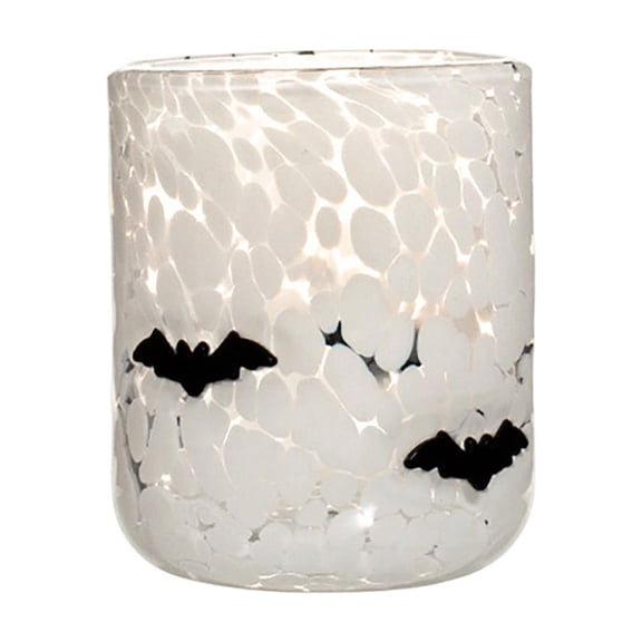 Cheapark Halloween Snake Pattern Glass Tumbler, Thick Marbled Crystal Drinking Cup, Dining Table Bar Home Decor Vessel, Pink Speckled Open Top Beverage Glass Single Cup