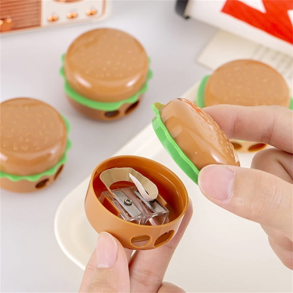 Cheapark Hamburger Shaped Dual Hole Plastic Manual Pencil Sharpener For Daily Desk Usage Gift