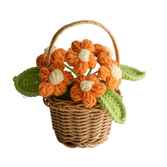 Cheapark Hand-Woven Mini Artificial Flower Basket - Elegant Simulation Blooms for Valentine's Day, Perfect as Romantic Gifts & Decorative Home Ornaments