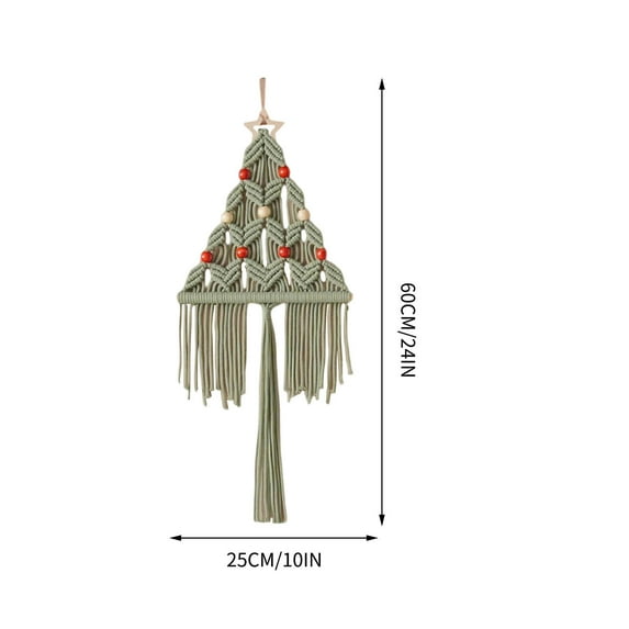 Cheapark Handmade Macrame Christmas Tree Wall Hanging – Boho Festive Décor, Holiday Cotton Tapestry for Home, Nursery, Living Room, Bedroom, Door