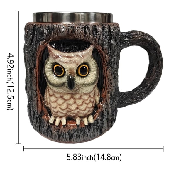 Cheapark Handmade Raccoon Owl Tree Hole Ceramic Mug Novelty Drinkware For Home Office Coffee Tea Water Cup Gift Item