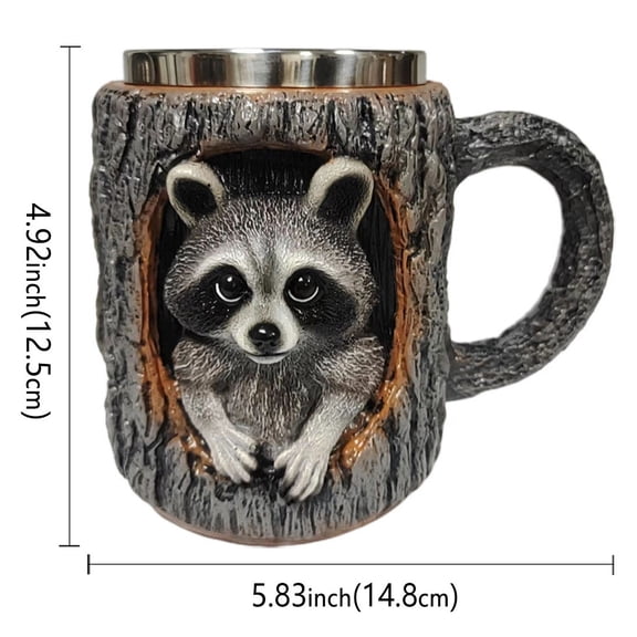 Cheapark Handmade Raccoon Owl Tree Hole Ceramic Mug Novelty Drinkware For Home Office Coffee Tea Water Cup Gift Item
