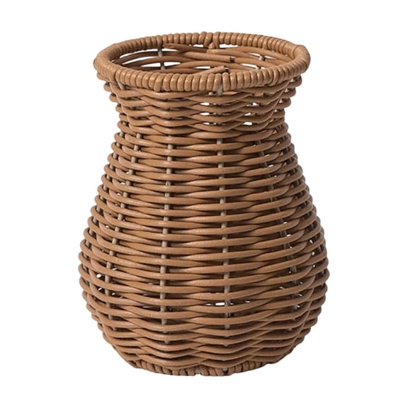 Cheapark Handwoven rattan vase decorative craft for living room cabinet dried flower display photo prop B