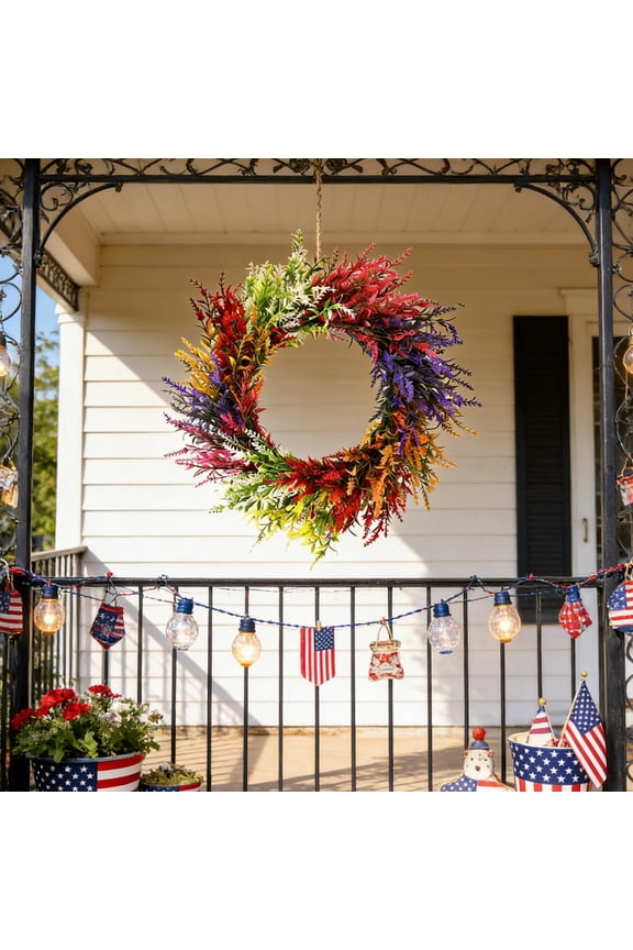 Harvest Wreath Rice Hoop Decor 13.8 Inch Front Door Hanging Ornament For Year Round Home Garden Use