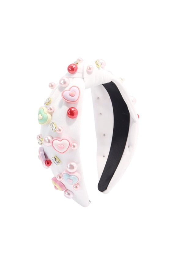 Heart & Pearl Wide Knot Headbands - Valentine’s Day Hair Accessories, Perfect for Dating, Parties & Everyday Matching, Elegant Gift for Her