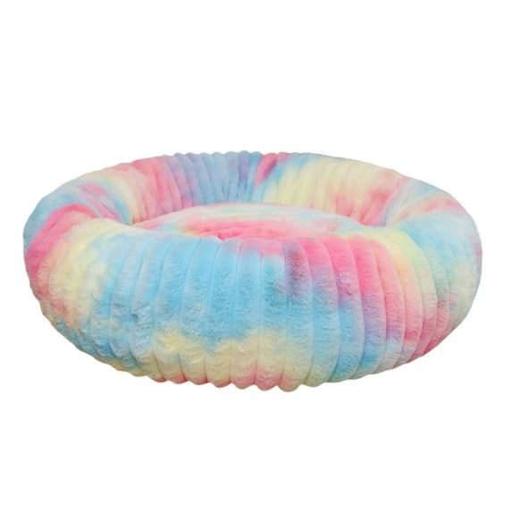Cheapark High Pile Plush Round Pet Bed Kennel Mat Extra Warm Dog Cat Bed with Raised Edge for Small Medium Pets