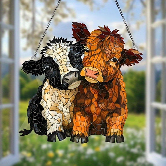 Cheapark Highland Cow Wall Plaque Farmhouse Style Hanging Sign Rustic Art Decor for Porch Entryway Living Room Country Home Layout