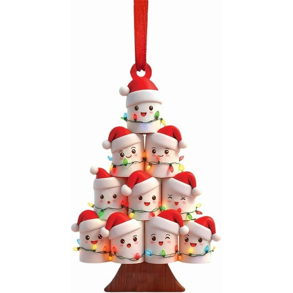 Cheapark Humorous Santa Hat Toilet-Shaped Acrylic Christmas Ornament - Funny Hanging Keepsake For Bathroom & Tree Indoor Holiday Decor