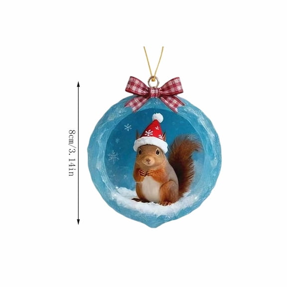 Cheapark Ice Crystal Cave Winter Forest Animal Ornaments - 2D Acrylic Decor with Snowflake Accents, Festive Hanging Pendant for Christmas Trees & Home
