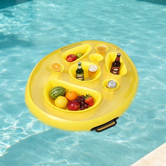 Cheapark Inflatable Floating Cup Holder Pool Drink Tray Portable Lightweight for Pool Lake Beach Outdoor Water Summer Leisure Party Water Side Daily Practical Accessory Decor Gift