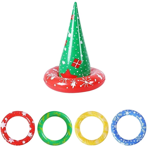 Cheapark Inflatable PVC Christmas Hat Collar - Party Throwing Game Accessory, Festive Holiday Decor for Indoor Outdoor Celebrations, Fun Festive Prop