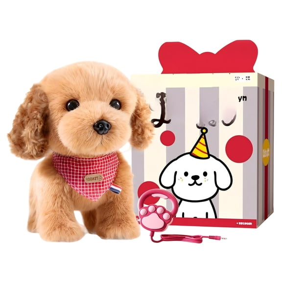 Cheapark Interactive Walking Barking Stuffed Dog Realistic Sound Motion Electronic Pet Toy for Play and Home Decoration