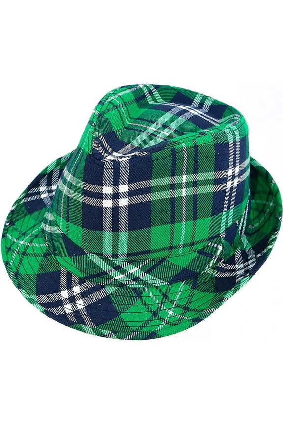 Irish Festival Party Hat St. Patrick's Day Green Plaid Beret Irish Hat